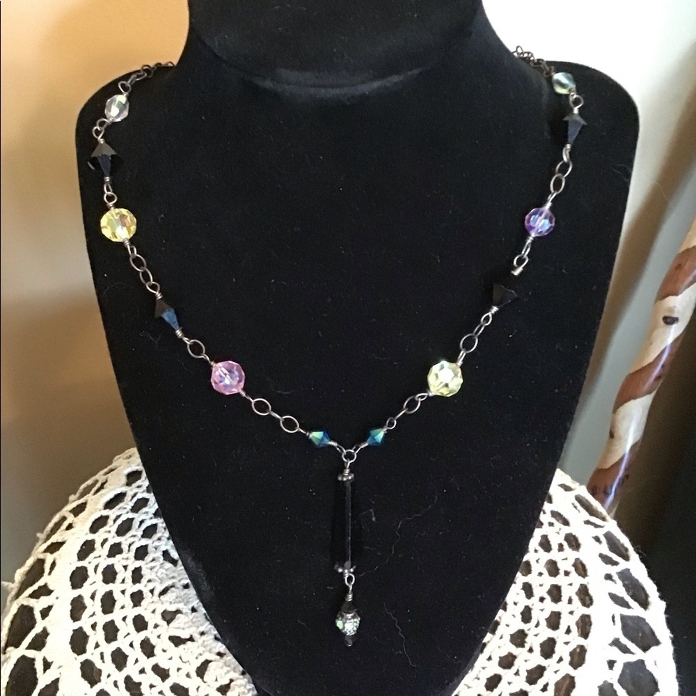 Crystal Y necklace